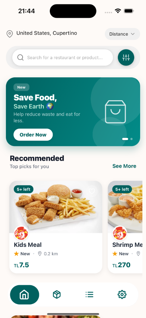 Yeşil Yemek App Interface